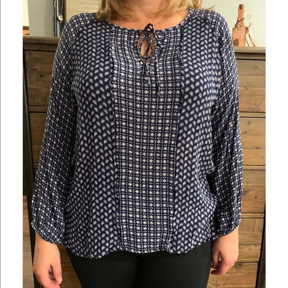 Navy blue, long sleeve blouse